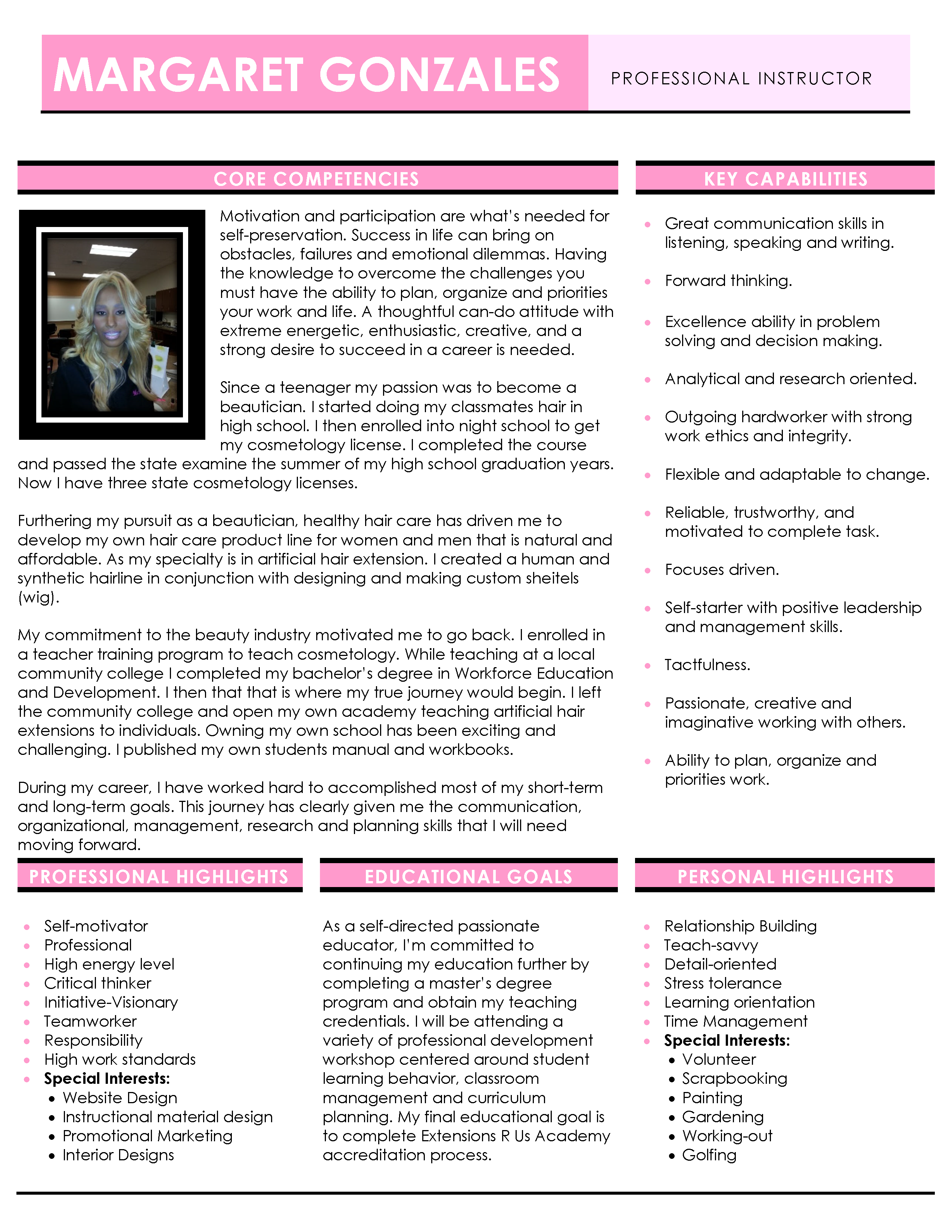 Cover letter page 1
